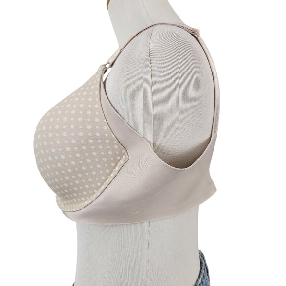 Warner's Bra Womens 40C Underwire Full Coverage Adjustable Strap Beige Polka Dot - Picture 5 of 9